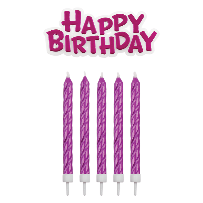 Pme Świeczki Różowe Happy Birthday (16 Sztuk) Różowy