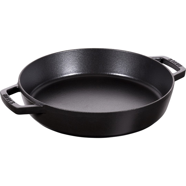 Patelnia żeliwna z dwoma uchwytami 26 cm, czarny - Staub