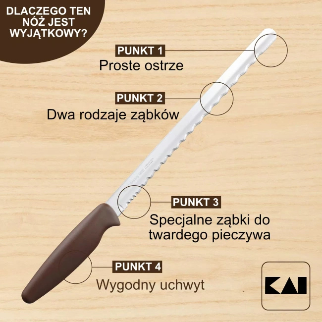 Nóż do chleba KAI Bready One AB5524 z ząbkowanym ostrzem