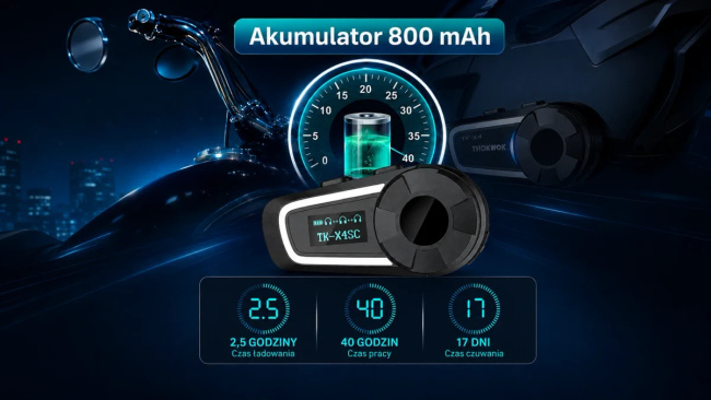 Extralink | Interkom Motocyklowy | Dla 6 Osób, Bluetooth 5.1, Polski Lektor, Redukcja Szumów