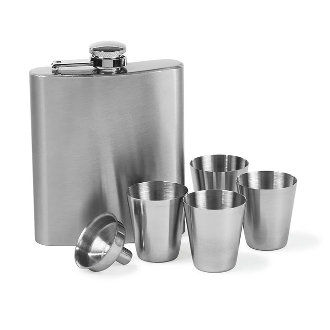Piersiówka stalowa 200 ml z kieliszkami 4 sztuki - Funktion