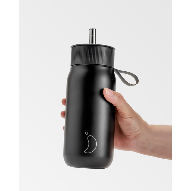 Termiczny kubek 2w1 ze słomką | 750ml | Czarny series 2 - Chillys bottles