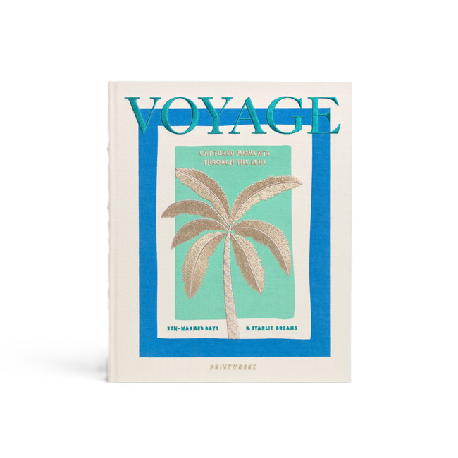 Album na zdjęcia Printworks Voyage, haftowany, beżowy, na zdjęcia z podróży
