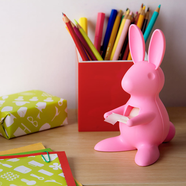 Podajnik taśmy Desk Bunny różowy - Qualy