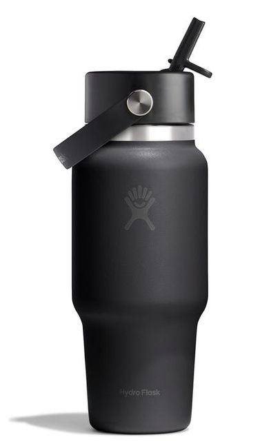 Butelka termiczna Hydro Flask Wide Mouth Travel Bottle 24 oz (710 ml) ze słomką, czarna