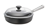 Patelnia sauté żeliwna Skeppshult Professional 25 cm ze stalową rączką i szklaną pokrywką