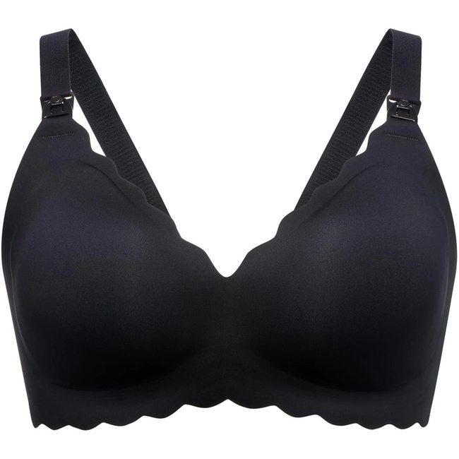 Biustonosz do karmienia Momcozy YN46 bezszwowy push-up, rozmiar M, czarny w kwiaty