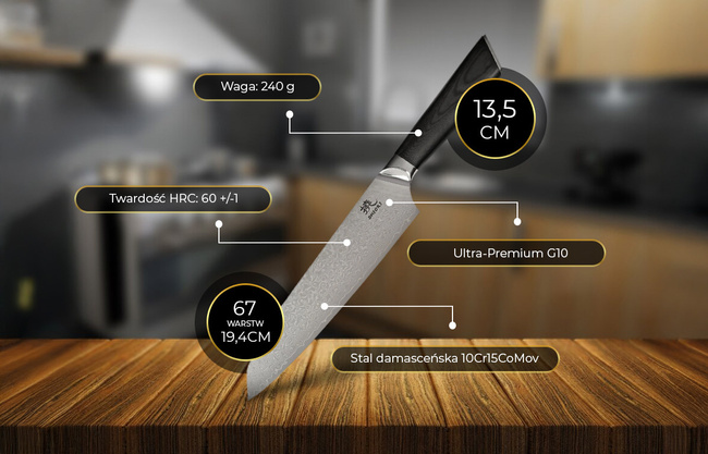 Shiori - Hiashi Santoku - Uniwersalny, Wielozadaniowy Nóż Szefa Kuchni
