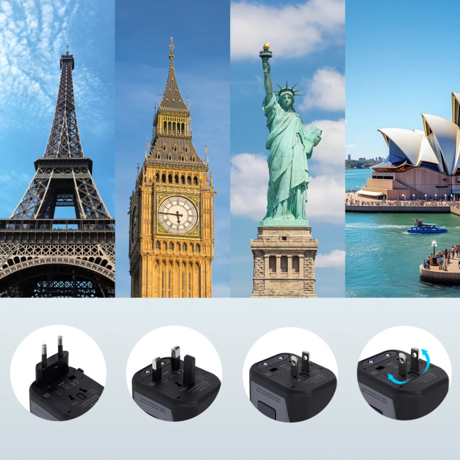 Extralink Smart Life Adapter dla podróżnych EU/UK/USA/AU/CH + USB-C, USB-A