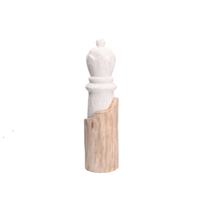 Figurka szachowa królowa Rituali Domestici Scaccomatto, drewno mango, biała, 40 cm