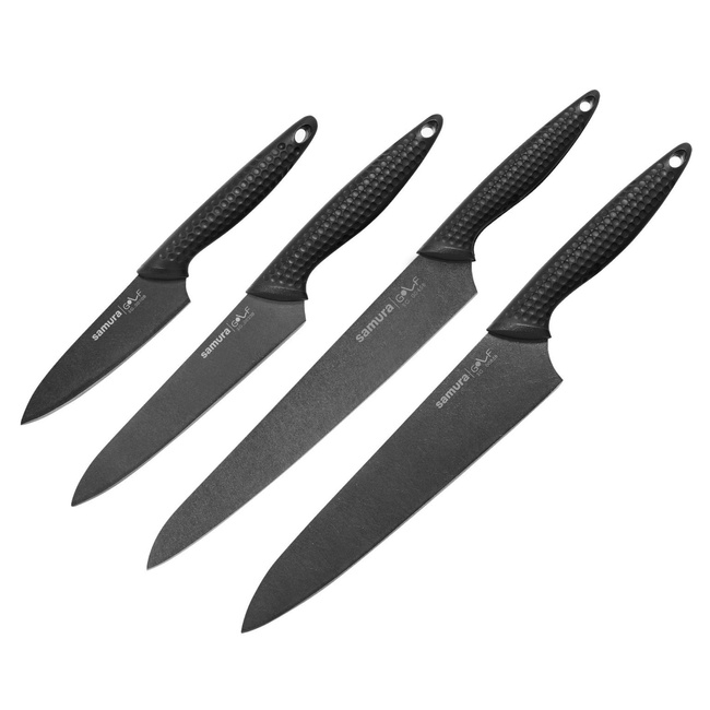 Samura Golf Zestaw 4 Noży Kuchennych 10/16/25/22 cm AUS-8 Stonewash