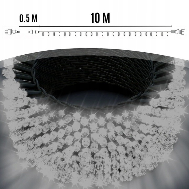 EXTRALINK lampki choinkowe świąteczne 10m 100 LED białe zimne zewnętrzne i wewnętrzne na baterie