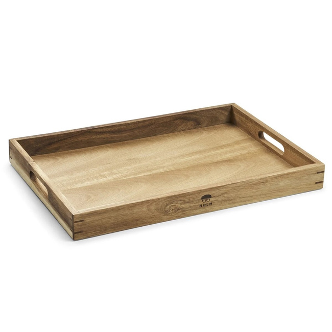 Taca do serwowania Holm akacjowa 51x35x5 cm z uchwytami FSC
