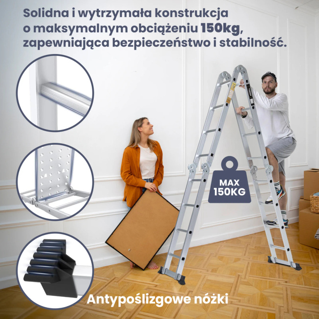 Extralink drabina przegubowa LAD3X4MP 3X4, 3,55 M (+platforma)