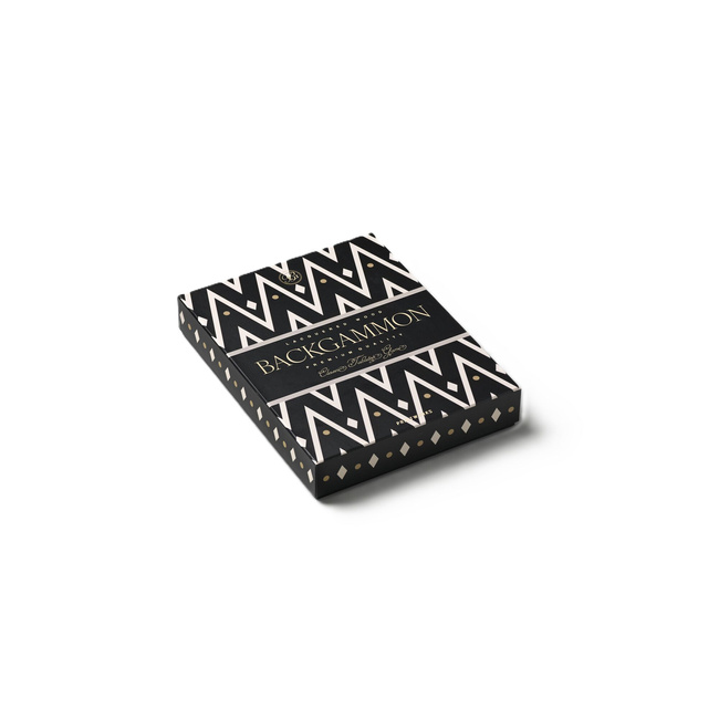 Backgammon Printworks lakierowany, czarny, eklektyczny wzór, drewniana plansza