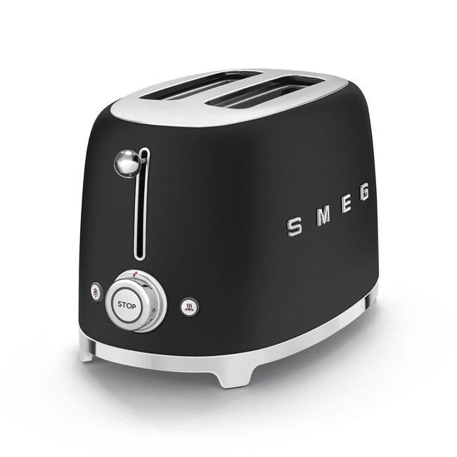 Smeg - Toster, dwie kromki, czarny mat Tsf01blmeu 50's style
