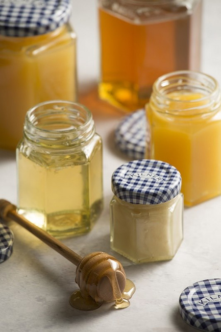 Słoik sześciokątny Kilner Made In England 110 ml z pokrywką w kratkę