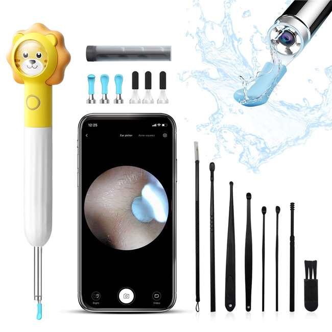 Otoskop z kamerą Bebird XLife Q3 do czyszczenia uszu, z żyroskopem, żółty