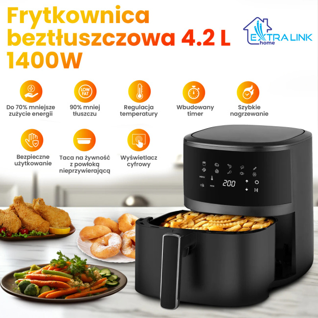Extralink Home Air Fryer 4.2L Eu | Frytkownica Beztłuszczowa |