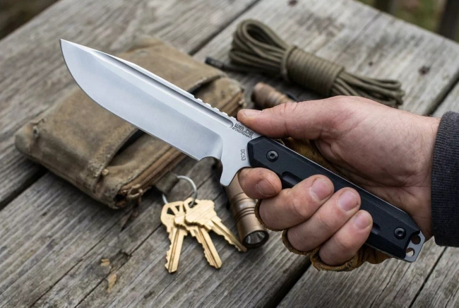 Nóż survivalowy Welde Strongman G10 ze stali DC53, pochwa Kydex