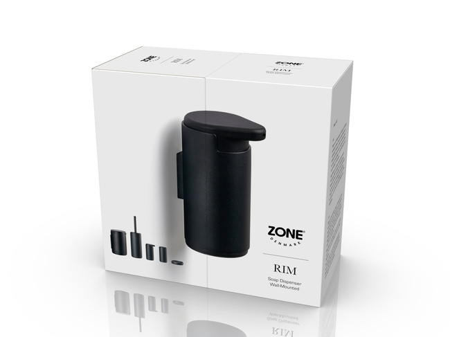 Dozownik do mydła ścienny Rim Black - Zone Denmark