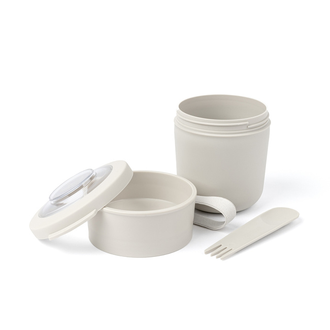 Pojemnik na jogurt 2 w 1 ze sztućcem Amuse - Beżowy