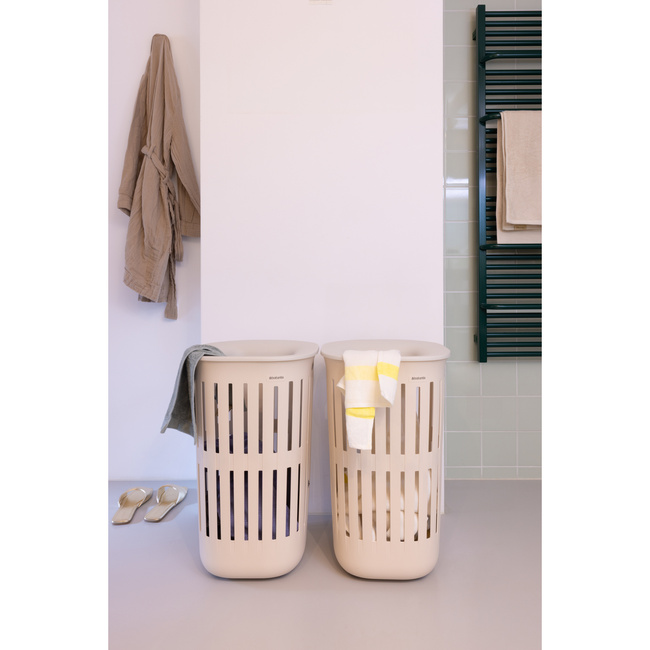 Kosz na pranie Brabantia Collect-It 55 l z pokrywą Quick-Drop, Soft Beige
