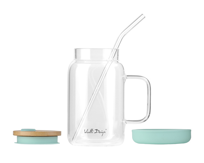 Słoik Ze Słomką 600 Ml Miętowy Fuori 29859 - Vialli Design