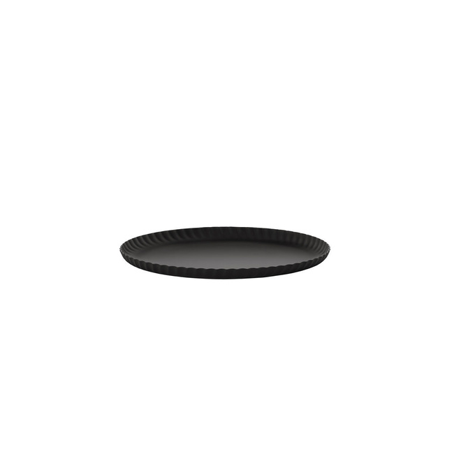 Okrągła taca ze stali kolorowej 23 cm czarna Pleats - Alessi