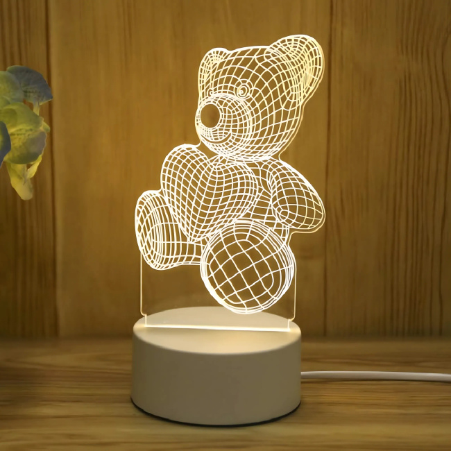 Extralink Home | Lampka nocna Miś Serce 3d | Iluzja optyczna do sypialni Usb