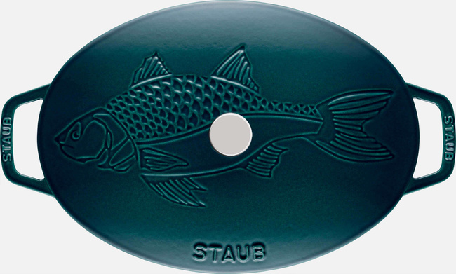 Owalna żeliwna brytfanna do ryb 32 cm, Morski - Staub