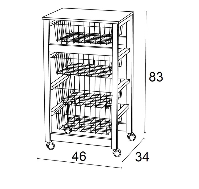 Arredamenti Gingerone Wózek kuchenny - 83 x 46 cm, Brązowy