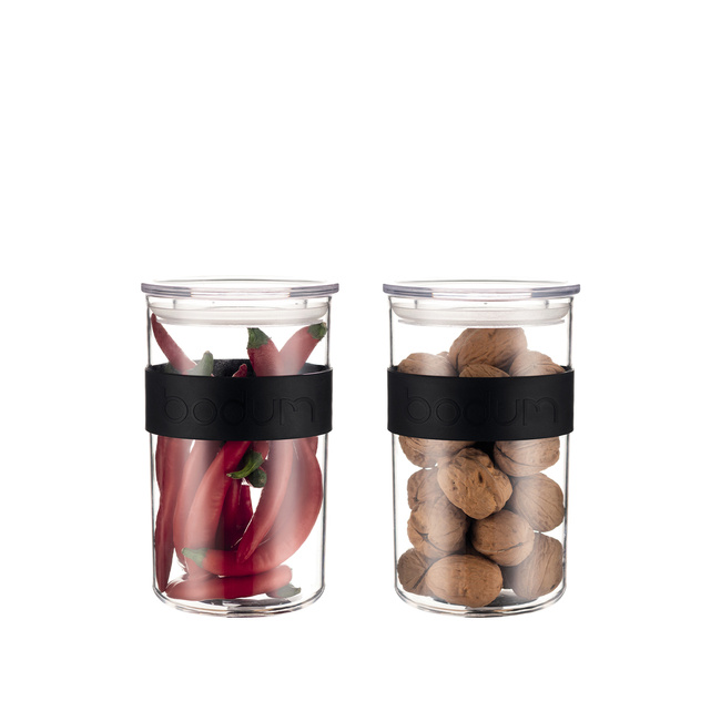 Pojemniki do przechowywania Presso 1 l Black 2 szt.