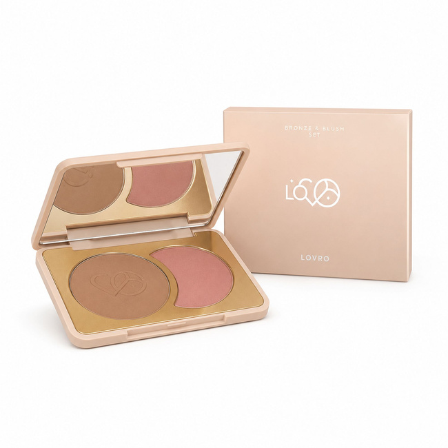 Bronzer i róż Lovro Bronze & Blush Set, prasowany duet do modelowania twarzy