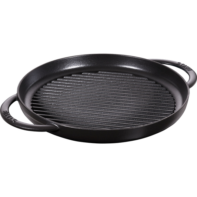 Okrągła patelnia żeliwna grillowa z dwoma uchwytami 30 cm, czarny - Staub