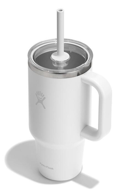 Biały kubek termiczny Hydro Flask 32 oz Travel Tumbler z uchwytem i słomką