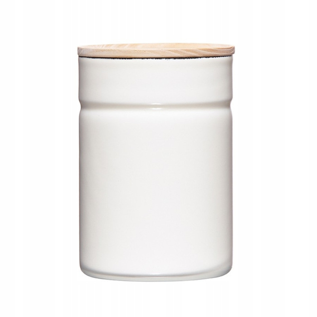 Pojemnik niski z drewnianą pokrywą 0,6l Pure White - Riess