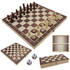 Extralink Toys | Gra planszowa | Drewniane szachy 3w1: Warcaby + Szachy + Tryktrak