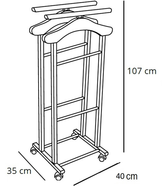 Arredamenti Clever Wieszak Do Sypialni - 107 X 40 Cm, Brązowy