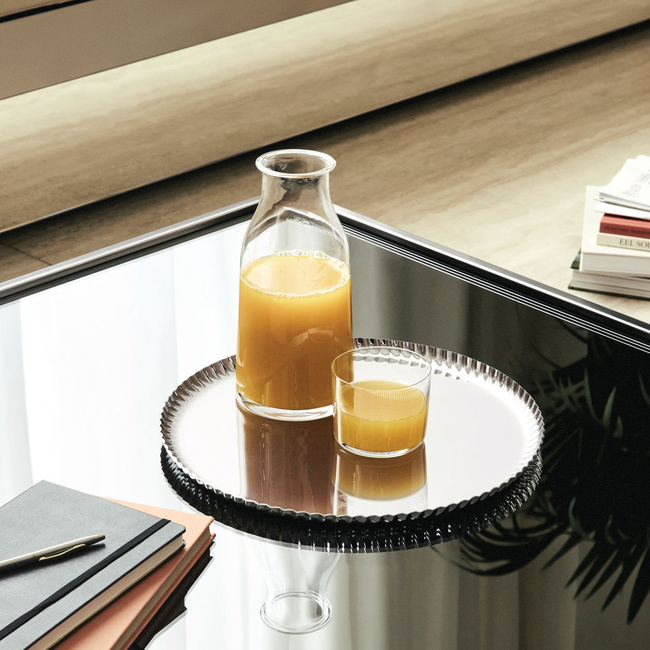 Okrągła taca ze stali kolorowej 31 cm - czarna pleats - Alessi
