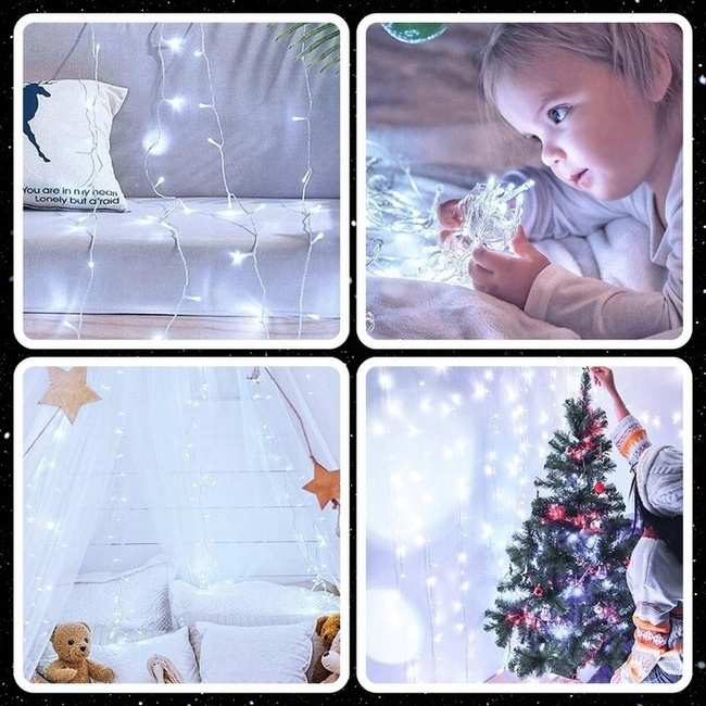EXTRALINK lampki choinkowe świąteczne 10m 100 LED białe zimne zewnętrzne i wewnętrzne na baterie