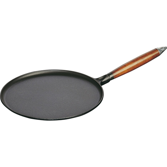 Staub Patelnia do Naleśników z Drewnianym Uchwytam 28 cm, Czarny
