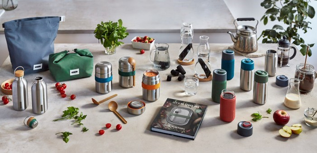 Kubek turystyczny szklany, szary/morski - Black+Blum