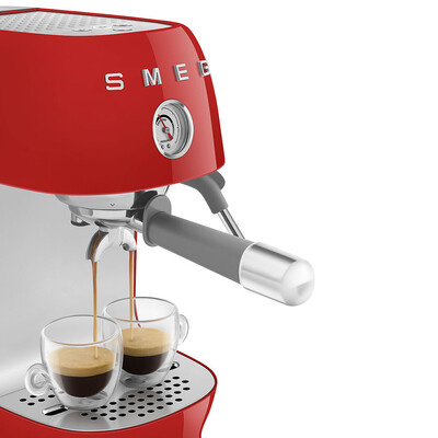 Smeg - Ekspres do kawy, kolbowy ECF03 50's Style - czerwony