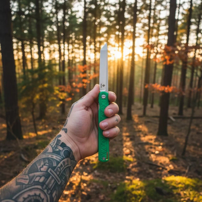 Nóż składany Womsi Wolf z ostrzem tanto, stal 14C28N, rękojeść G10 zielona
