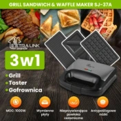 Extralink Smart Life Grill Sandwich & Waffle Maker SJ-37A | Grill Toster & Gofrownica | 1000W, Toster z 3 wymiennymi płytami
