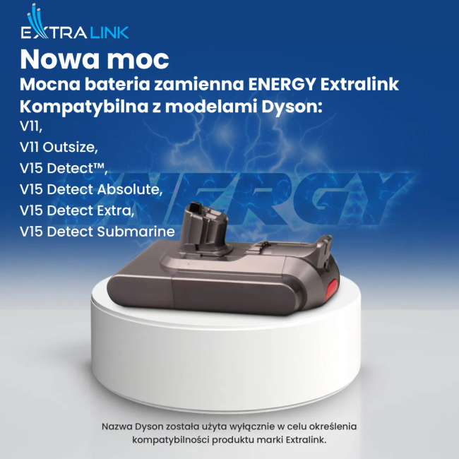 Extralink | Bateria, akumulator do odkurzacza, zamiennik dla Dyson V11 V15 Sv46 Sv47 | (Click type) 25.2v 3000mah