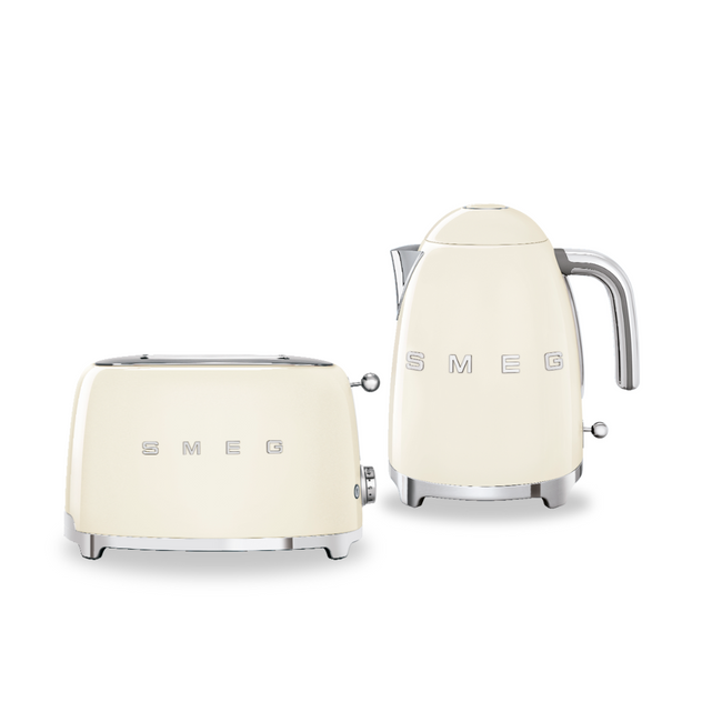 Zestaw Smeg - Czajnik + Toster Na 2 Kromki Kremowy