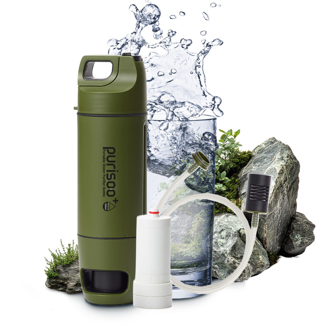 Extralink Purisoo+ zielona butelka 400ml z systemem filtrującym UF Acf pompką