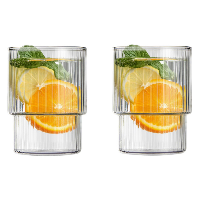 Szklanki ryflowane borokrzemowe 350 ml zestaw 2 szt Livio 1784 Vialli Design